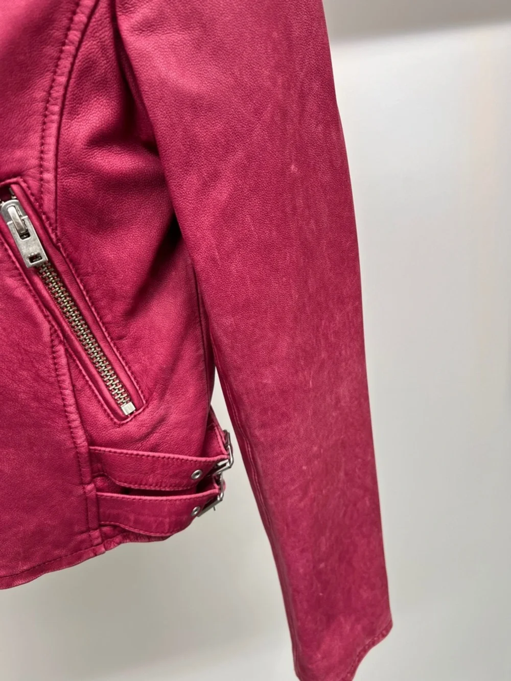 IRO Raspberry Leather Biker Jacket - Picture 5 of 9